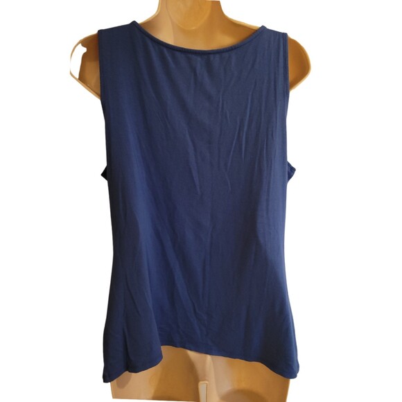 Adrienne Vittadini Blue Sleeveless Tank Top/Blouse with Cowl Neckline Size Large - Picture 2 of 2
